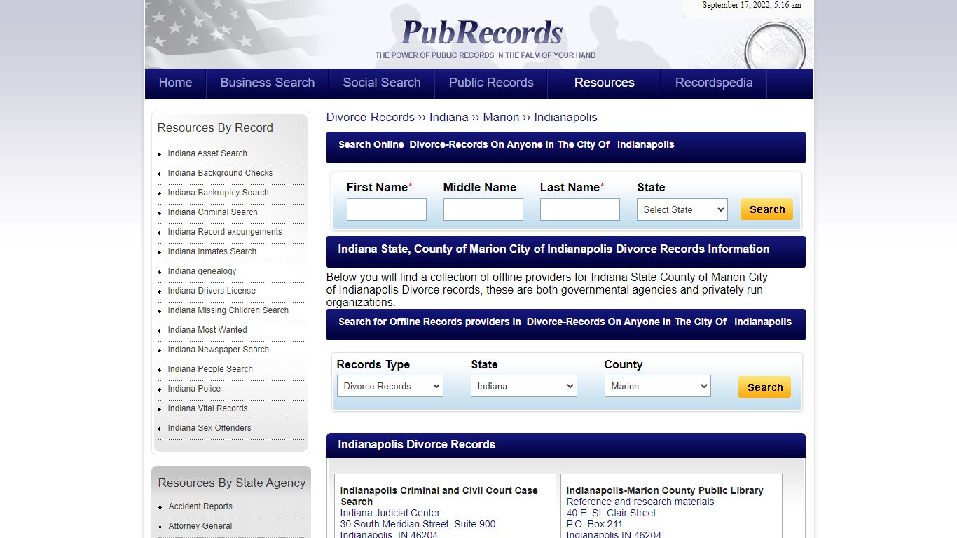 Indianapolis, Marion County, Indiana Divorce Records - Pubrecords.com